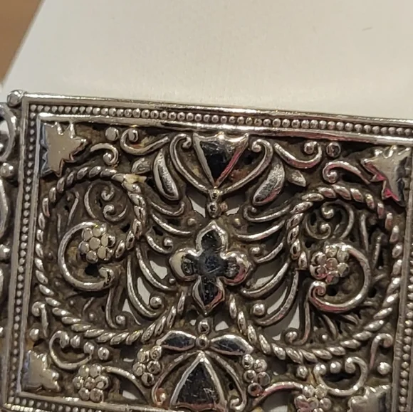 Brighton Silver Tone Multi Chain Bracelet with cross and floral design - Picture 6 of 7